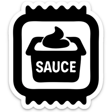 A sauce in a fast food packaging sticker