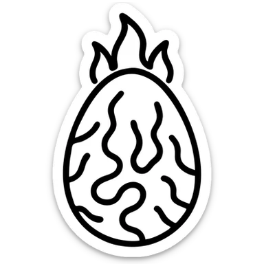 stylized icon of a lava egg with bold lines and simple glowing magma details sticker