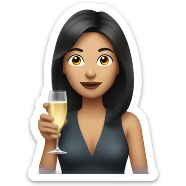 Woman with dark hair drinking champagne  sticker