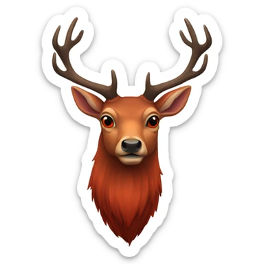 Evile red deer, orange eyes. Blood red antlers sticker