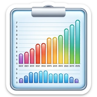 ios style emoji for report sheet consisting graph/ charts with sparkle around the report , no numbers or text sticker
