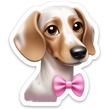 white and brown dapple dachshund with pink bow sticker