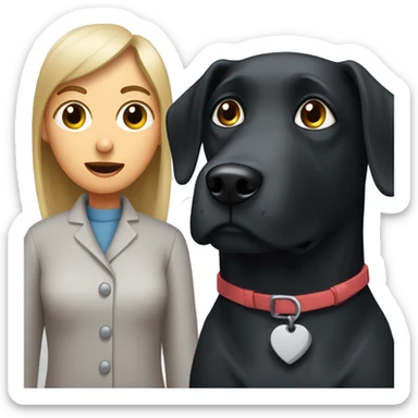 Black dog with grey face being very concerned about her human mom sticker