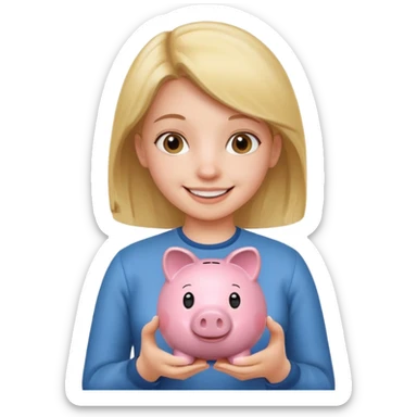girl holding piggy sticker