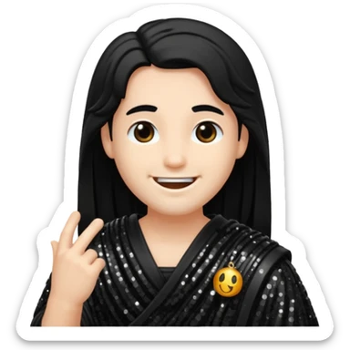 Pluto from Roman Deities with long black hair, black sequin toga sticker