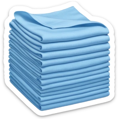 stack of soft square cloths with slightly textured fuzzy surfaces and cleanly folded edges pastel blue color light neatly layered no spray dirt or extras soft lighting subtle shadows emoji scale sticker