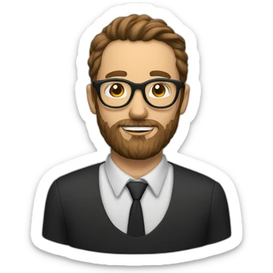 White Man whith Brown hear, rounded glasses, black Frey beard sticker