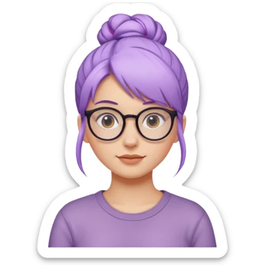 light purple hair girl bun and glassess sticker
