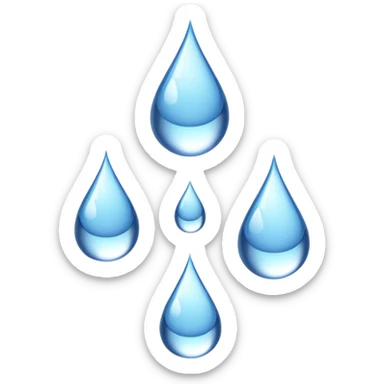 3 water droplets stack on top of each other vertically with two water droplets on the sides; 5 droplets total sticker