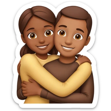 brother and sister emoji African American hugging  sticker