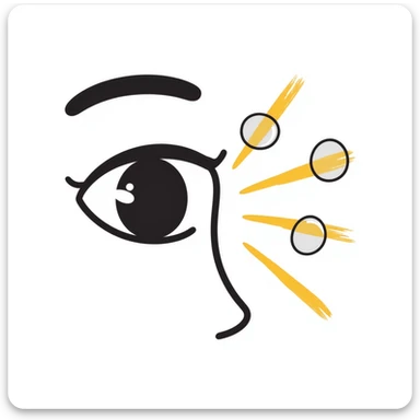 An ethereal eye emitting a golden ray that touches skin cells, showing renewal and regeneration, vitamin A retinol concept sticker