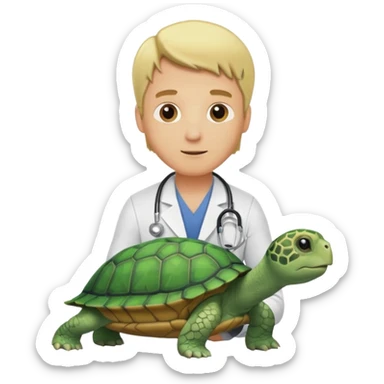 blonde man veterinarian with turtle sticker