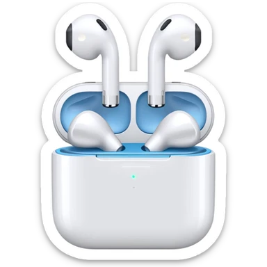 white iPhone style wireless earphones with silver details sticker