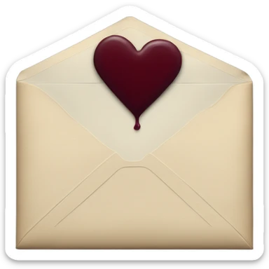 black envelope with burgundy wax heart seal sticker