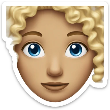 blond and brown rootcurly and blue eyed curly hair sticker