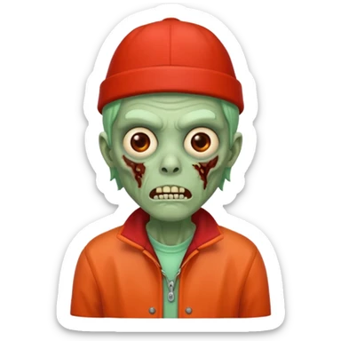 zombie in red hats orange jacket sticker
