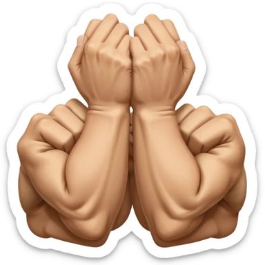 Left and Right fist from the top Perspektive with the Arms crossed over at the wrists  sticker