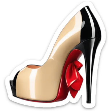 Louboutin Black patent Leather Lady Peep Toe Platform sticker