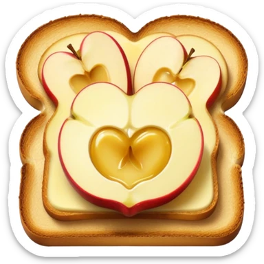 toast with apple slices on top, apples with a pat of melting butter, no text sticker