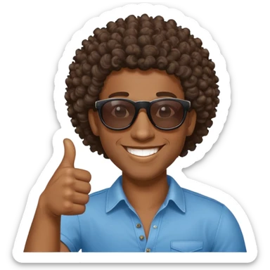 African Black tribal man with curly hair wearing sunglasses smiling thumbs up sticker