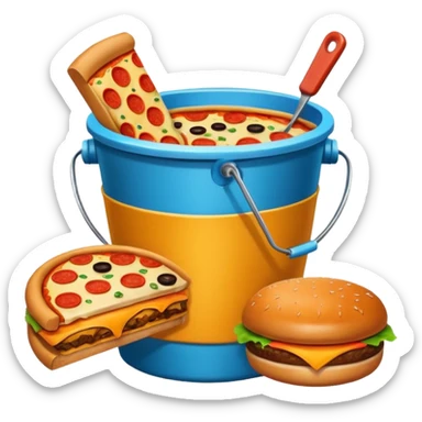 ganarate a emogi a bucket of food with pizza buerger coffee sticker