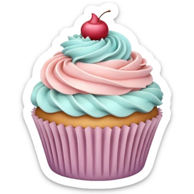 Realistic, detailed rococo cupcake sticker
