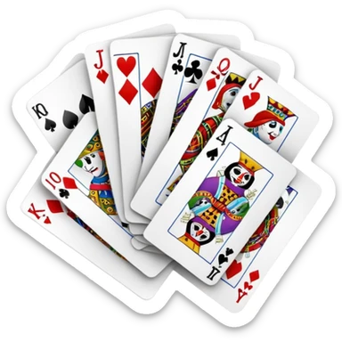bunch of poker cards, with crazy colorful jolly jokers inside sticker