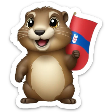 cute marmot holding the serbian flag sticker