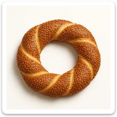 a simit, Turkish sesame bagel, realistic style sticker