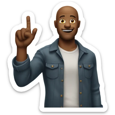 Man with an arm at 90° holding a two finger gun in the air sticker