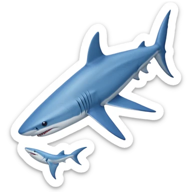 Tralalero Tralala. It has the appearance of a blue shark, with elongated side fins that create legs. On its three feet, it wears blue Nike shoes. sticker