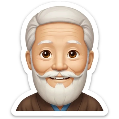 wise chinese old man with long beard sticker