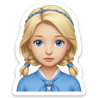 blonde girl with tied hair and blue eyes sticker