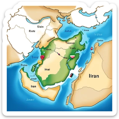 Map of the Persian Gulf of Iran sticker