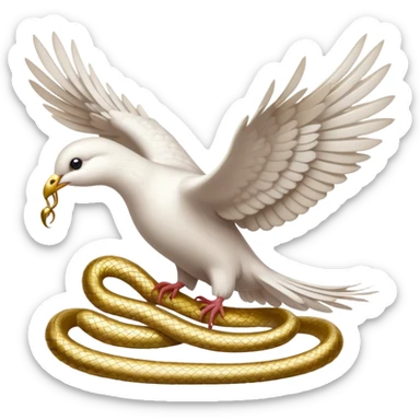 a white dove and snake gold sticker