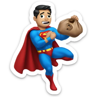 Superman dropping the poop emoji from his pants sticker