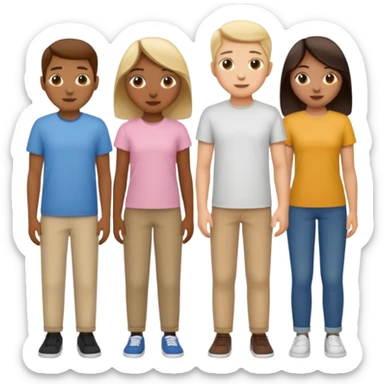 A line of 5 people standing, second variation sticker