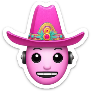 Robot head wearing a pink sombrero sticker