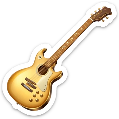 cinematic-realistic-guitar,-polished-metal,-warm-golden-reflections-dancing-along-its-surface,-soft-hands-carefully-positioned-over-the-keys,-glowing-with-an-elegant-and-airy-charm. sticker
