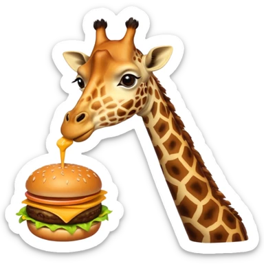 A giraffe eating a cheeseburger sticker