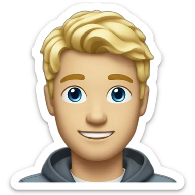 young blond man with hairspray with short hair, light beard and blue eyes sticker