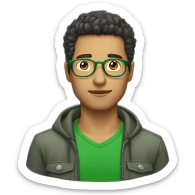 Persona, hombre, 35 años, lentes, cabello corto, ojos verdes,  sticker