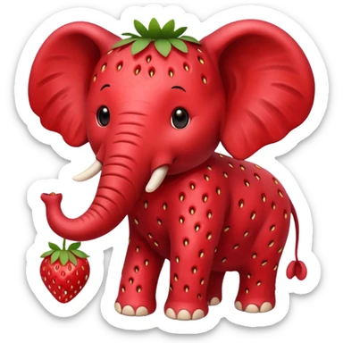 Un elefante con cuerpo de fresa sticker