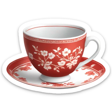 Tea red and white china cup sticker