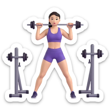 Asian woman doing a routine workout, energetic, fitness attire, gym background sticker