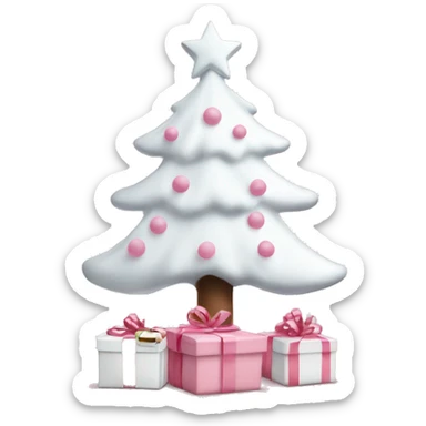 Light pink Christmas gifts under a white Christmas tree  sticker