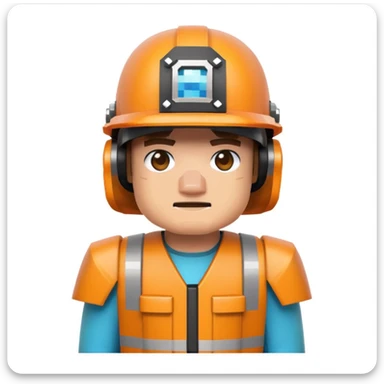minecraft character, blocky, wearing a helmet sticker