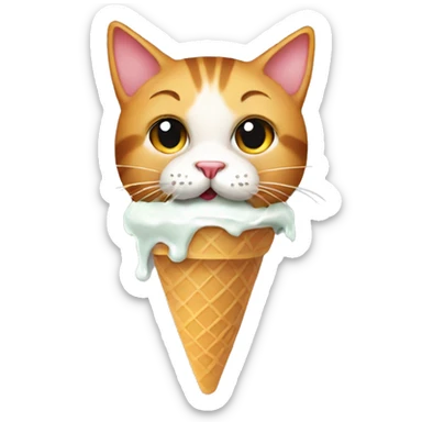 A cat eating ice cream sticker