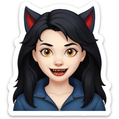Werewolf black hair girl with a smile sticker