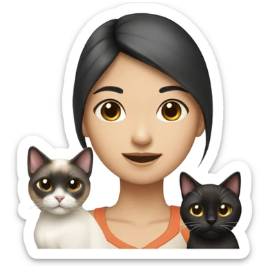 Asian girl with siamese cat sticker